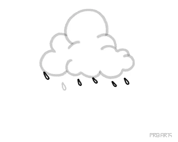 learn how to draw the easy clouds and rain drops falling from the clouds an easy step-by-step drawing tutorial created for kids and beginners - step 09