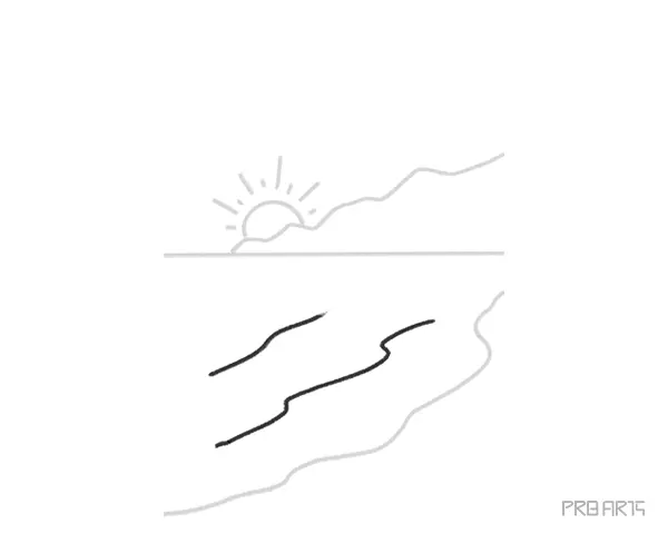 learn how to draw an easy beach outline sketch specially designed for kids - step 06