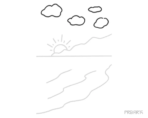 learn how to draw an easy beach outline sketch specially designed for kids - step 07