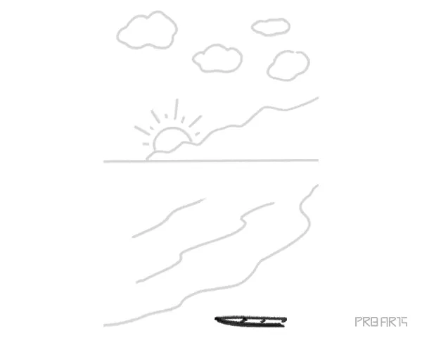 learn how to draw an easy beach outline sketch specially designed for kids - step 08