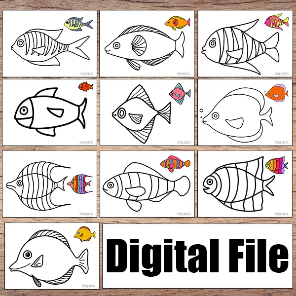 cartoon fish coloring pages for kids ready to download, print this images on the A4 paper and use crayons or color pencils to fill the fish drawing please follow the reference material