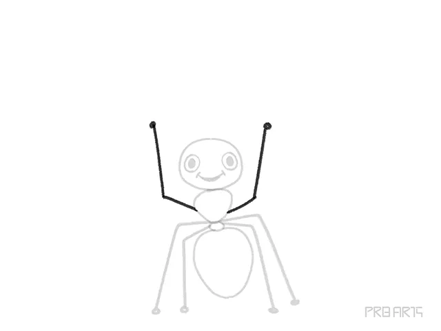 ant cartoon-style drawing tutorial for kids - step 09