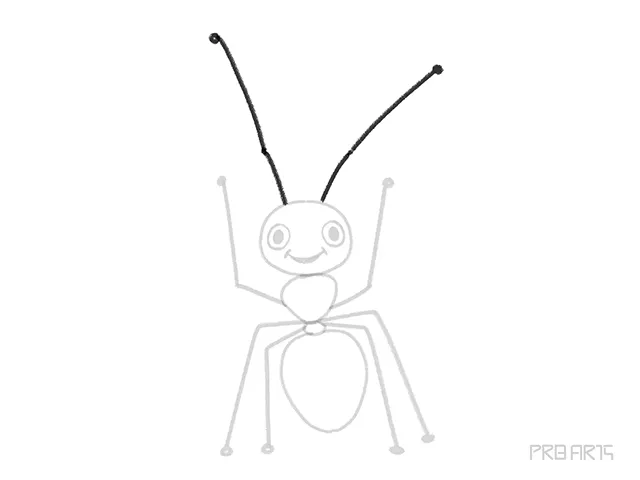 ant cartoon-style drawing tutorial for kids - step 10