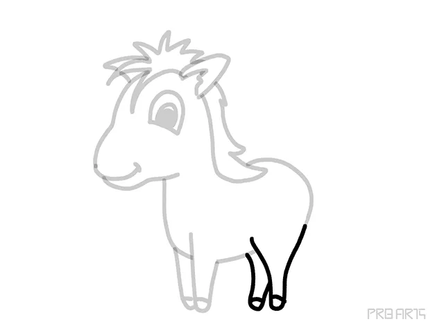 learn how to draw the cartoon-style pony drawing in the standing pose an easy step-by-step drawing tutorial guide for kids and beginners - step 09