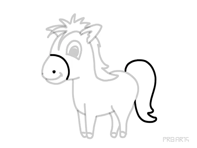 learn how to draw the cartoon-style pony drawing in the standing pose an easy step-by-step drawing tutorial guide for kids and beginners - step 10
