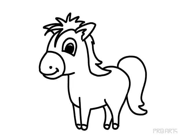 Pony Drawing - Cartoon-Style Outline Drawing tutorial for kids - PRB ARTS