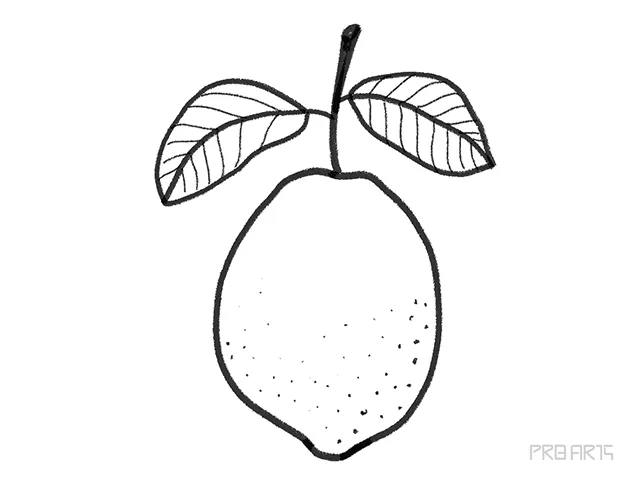 learn how to draw the lemon fruit with two leaves an outline sketch tutorial created for kids and beginners with easy steps