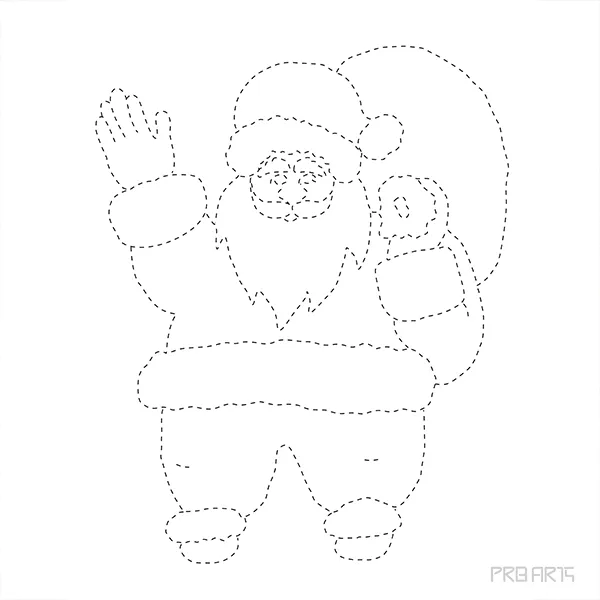 Santa Claus tracing outline drawing practice worksheet for kids