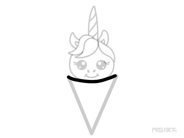 learn how to draw the unicorn ice cream cone an easy step-by-step drawing tutorial created for kids and beginners - step 12