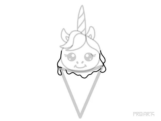 learn how to draw the unicorn ice cream cone an easy step-by-step drawing tutorial created for kids and beginners - step 13