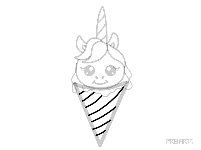 learn how to draw the unicorn ice cream cone an easy step-by-step drawing tutorial created for kids and beginners - step 14