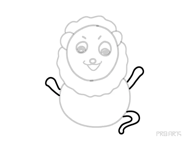 learn how to draw the wooden toy lion an easy step-by-step outline tutorial sketch for kids - step 08