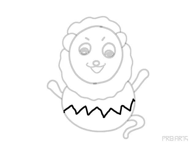 learn how to draw the wooden toy lion an easy step-by-step outline tutorial sketch for kids - step 09