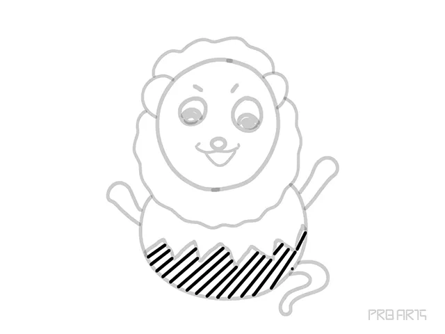 learn how to draw the wooden toy lion an easy step-by-step outline tutorial sketch for kids - step 10