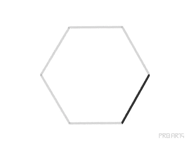 hexagon drawing tutorial for kids - step 6