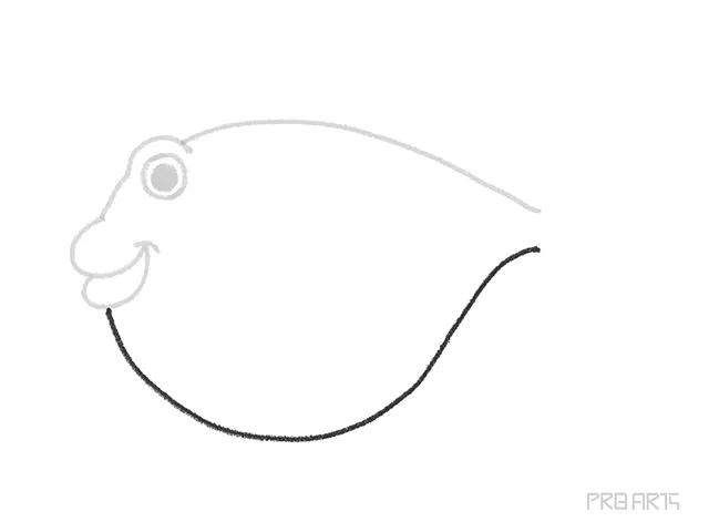 Puffer fish lower body outline shape drawing