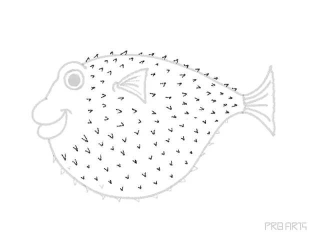 Puffer fish sharp little spines drawing tutorial