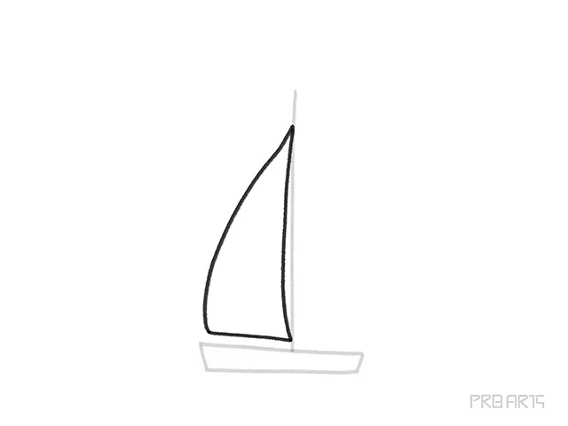 learn how to draw a sailboat and a fisherman in the boat an easy step-by-step drawing tutorial specially created for kids - step 03
