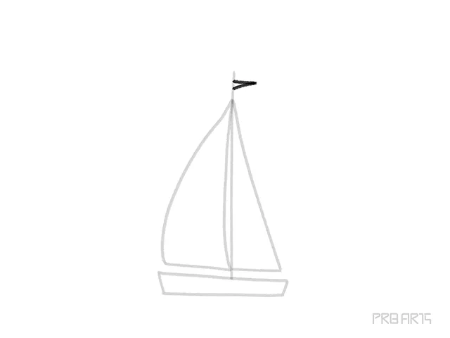 learn how to draw a sailboat and a fisherman in the boat an easy step-by-step drawing tutorial specially created for kids - step 05