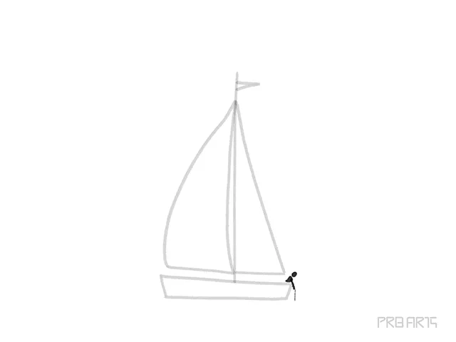 learn how to draw a sailboat and a fisherman in the boat an easy step-by-step drawing tutorial specially created for kids - step 06