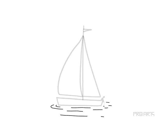 learn how to draw a sailboat and a fisherman in the boat an easy step-by-step drawing tutorial specially created for kids - step 07