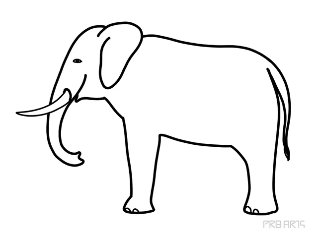 learn how to draw the elephant standing in the side view an easy step-by-step drawing tutorial for beginners