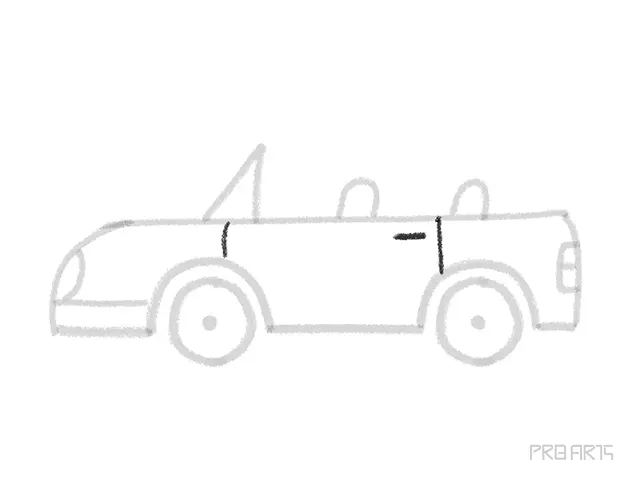 easy topless car outline drawing tutorial for kids - step 10