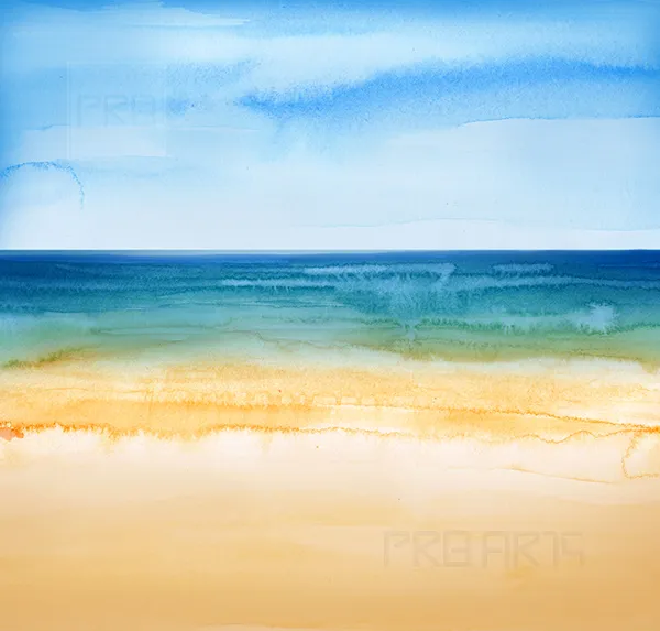 Beach watercolor painting scanned with utmost care and attention to detail, the artwork retains its authenticity, ensuring every brushstroke and subtle nuance are faithfully reproduced. This image is available in high-resolution as digital download, please note watermark will be removed from the downloaded image