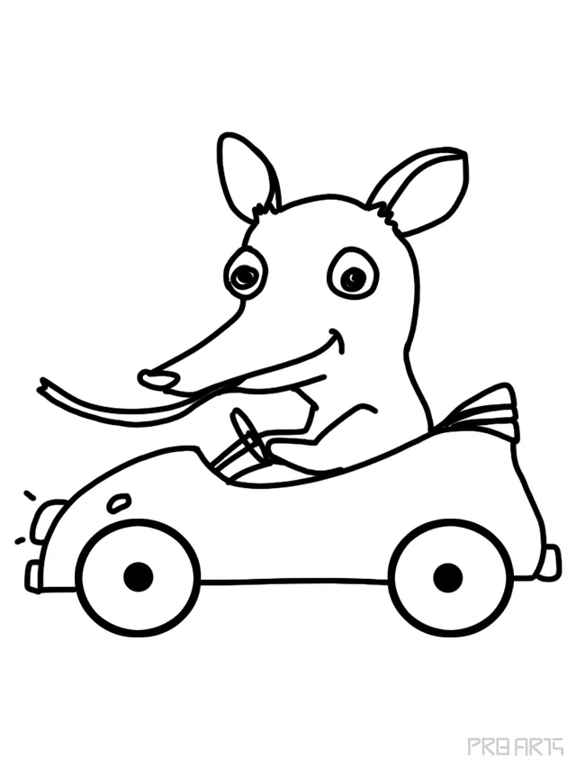 Aardvark Driving A Car Drawing Tutorial