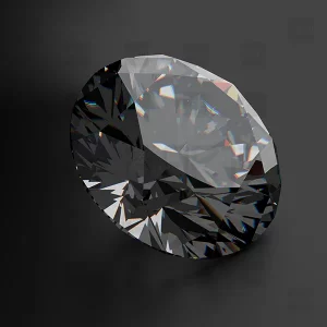 A close-up of a single black diamond on a luxurious black background. This high-resolution image showcases the unique beauty and brilliance of a black diamond gem.